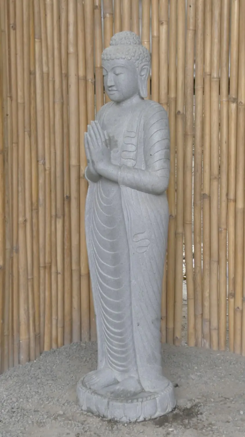  Product image 4 of the product “Standing Buddha made of Riverstone, position Namaskara , H. 150cm. ”